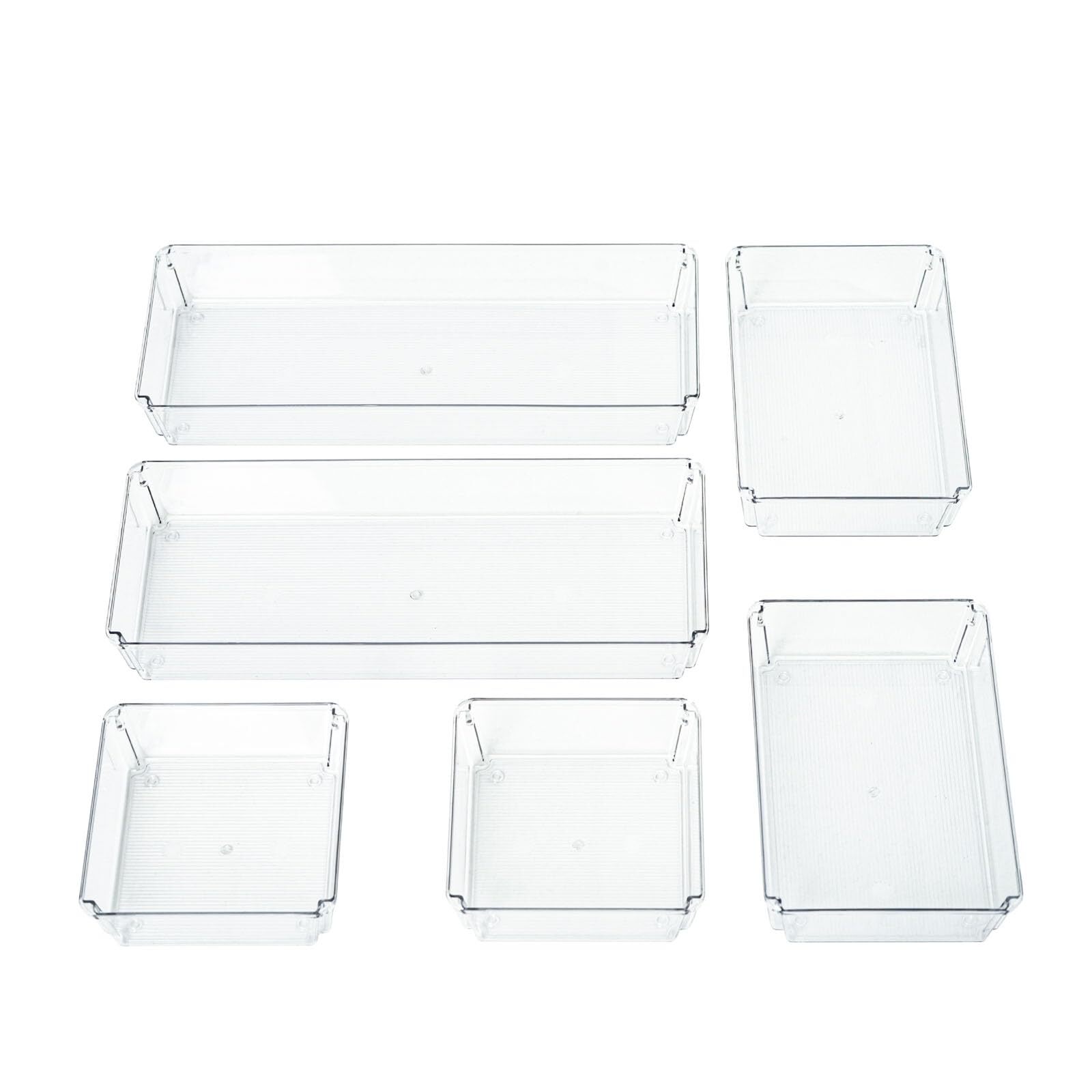 6 Pack Large Clear Plastic Drawer Organizer Trays, Acrylic Drawer Organizers ...