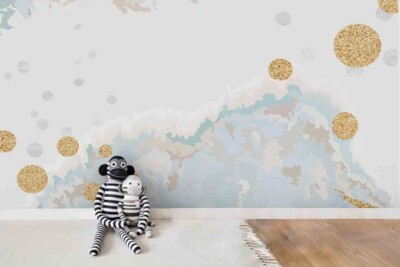 3D Blue Gold Texture Watercolor Wallpaper Wall Murals Removable Wallpaper