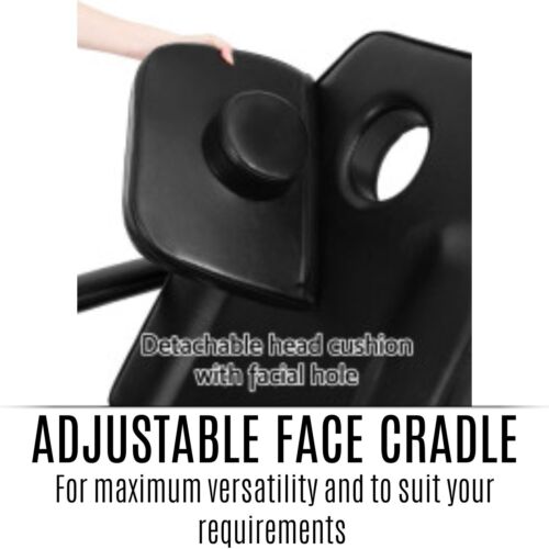 Adjustable Beauty Bed Beauty Salon Bed Chair 3-Fold Model Massage Table Black - Picture 9 of 12