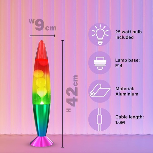 Lámpara de lava de 16"", movimiento calmante, brillo relajante, base de aluminio, encantadora decoración de habitación - Imagen 7 de 11