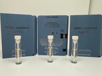 3 Vials  DOLCE & GABBANA LIGHT BLUE POUR HOMME 2 ML / 0.06 oz  EDT Sample Pour