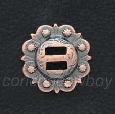 WESTERN HORSE HEADSTALL SADDLE TACK COPPER SLOTTED BERRY CONCHO 1"