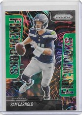 2025 Panini Prizm Sam Darnold #3 Green Cracked Ice Fireworks Seattle Seahawks