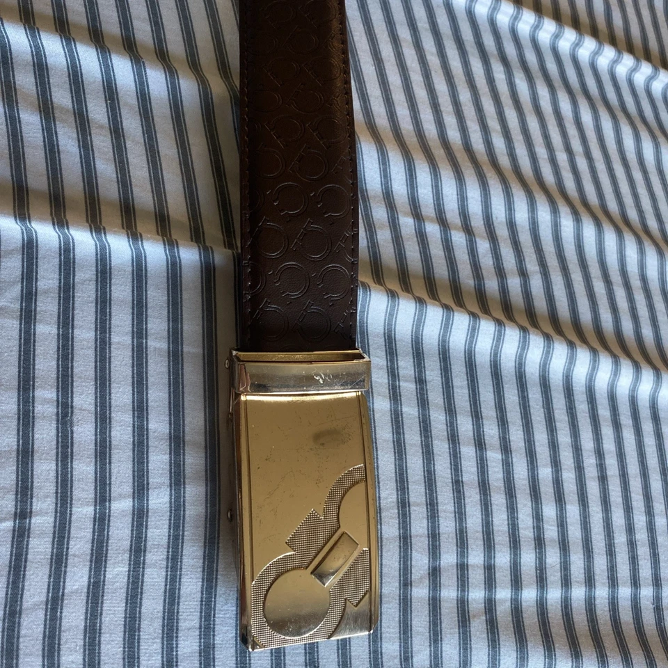 Cinturón Ferragamo Hebilla Dorada Correa Marrón 54/1350 Foto 4 de 4