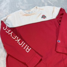 Champion Ohio State Buckeyes Mens Large Red White Colorblock Crewneck Sweatshirt