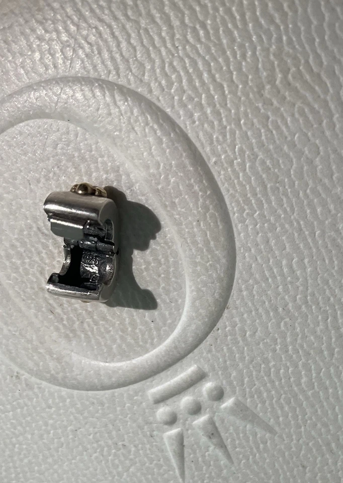 Pandora Charm Clip Bicolor 925 Silber + Blüte Gold 790140 Sehr Guter Zustand - Bild 4 von 4