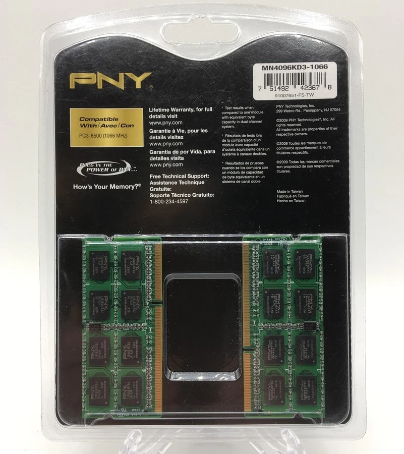 PNY Optima 4 GB Dual Channel Kit DDR3 SDRAM 1066MHz SODIMM Memory Module - 2x2GB - Image 2 of 2