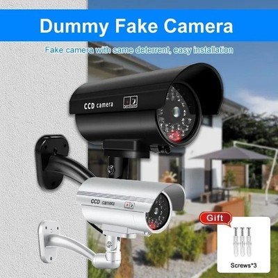 2 x FAKE CCTV ÜBERWACHUNGSKAMERA BLINKEND LED INDOOR OUTDOOR Dummy ÜBERWACHUNG