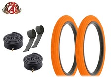 ALTA BICYCLE WIRE BEAD TIRE 18" X 1.95 ORANGE BMX/FREESTYLE HEAVYDUTY TUBES 6PC
