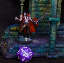 D&D 32mm Human Male Vampire Warrior (Sword) – Hand-Painted – 16K 3D Printed Mini