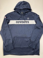 Nike Dallas Cowboys Hoodie Mens Large Blue White Dri-Fit Pullover Authentic NFL