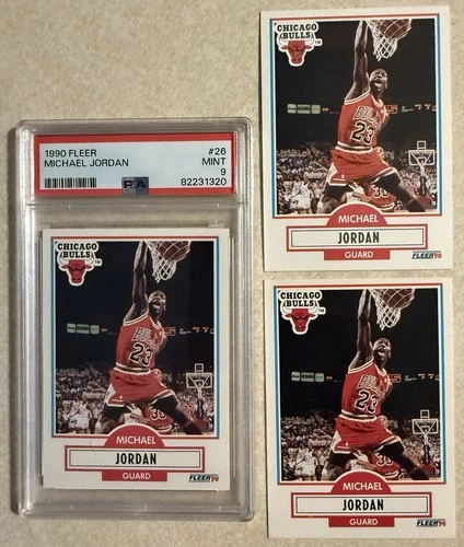 Michael Jordan 1990 Fleer Basketball - One Is PSA 9 And 2 Raw Cards