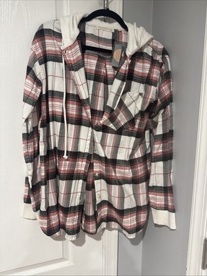 NWT Uncharted Threads Plaid Flannel Hooded Shirt/ Jacket Size Large 