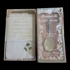 Infant Bible and Spoon 1980s Loop Spoon Stainless Steel Keepsake Set Bible