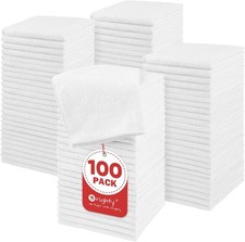 Washcloths Bulk, 100 Pack Microfiber Face Towels, 12x12 Inch White  Highly