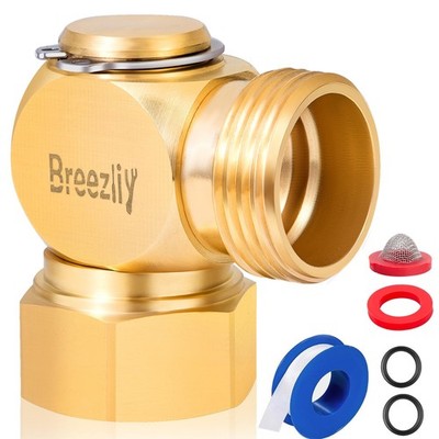 Breezliy Garden Hose Swivel elbow Connector 90 Degree Solid Brass 1PC, Gold