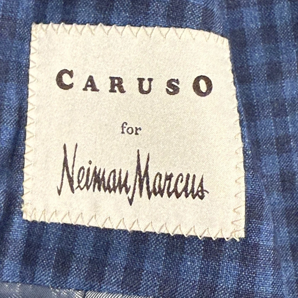 Caruso for Neiman Marcus Blazer Loro Piana Wool Gingham Mens Size 54 7R - Image 4 of 4