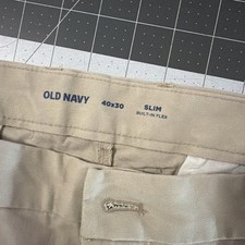 Old Navy Slim Khaki Pants Mens 40x30 Tan Built-In Flex Skater Chino Y2K - New