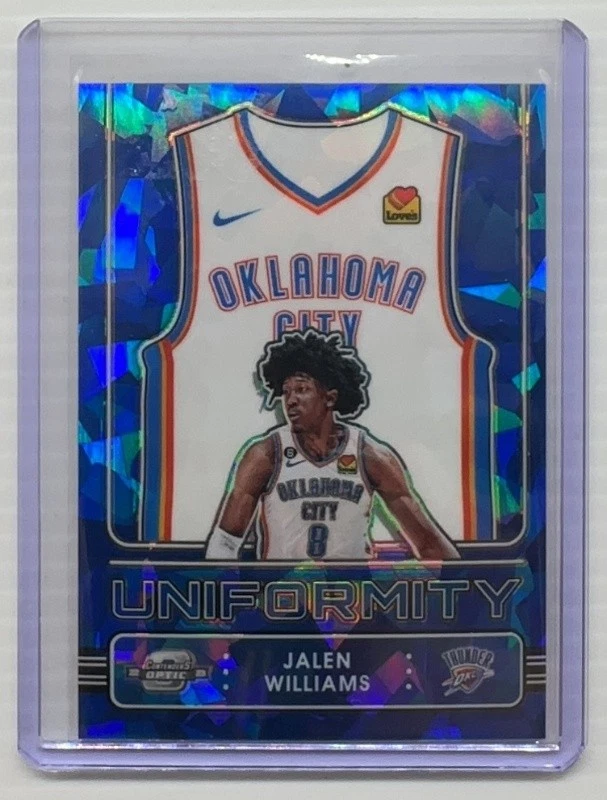 2022-23 Contenders Optic Jalen Williams Uniformity Blue Cracked Ice RC #40/75