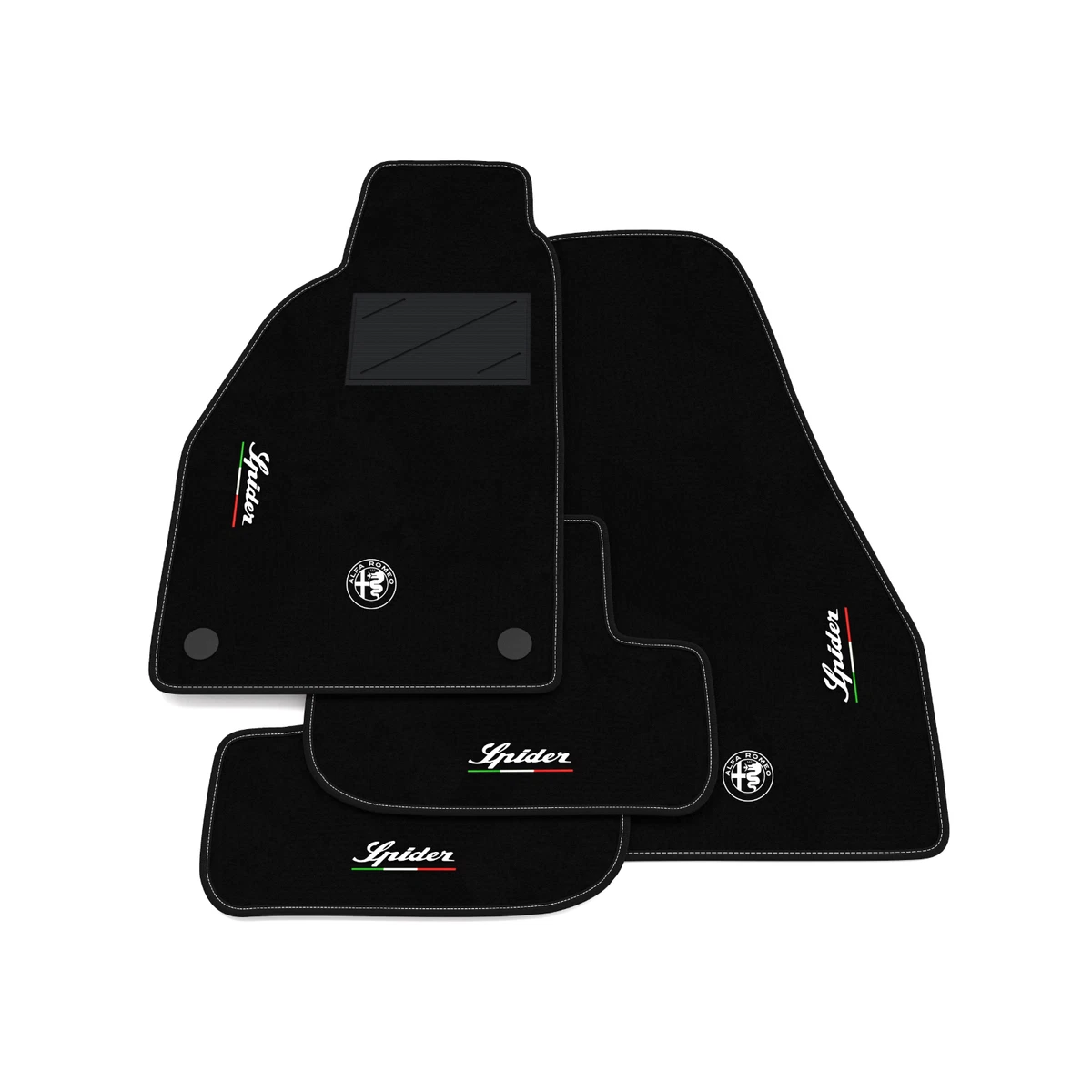 Tappetini Per Alfa Romeo Spider 115 (1971-1993) | 2 Pezzi In Antracite Con Bordo Verde Scuro – Morbidi E Su Misura - 3