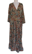Cienna Designs Australia Silk Blend Paisley Floral Wrap Maxi Dress XL Women