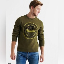 Lucky Brand Triumph Bonneville classic British Motorcycle preppy sweater large
