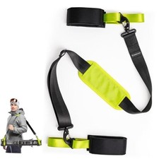  Shoulder Ski & Pole Carrier Strap, Snowboard & Downhill Skis Black | Green