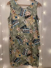 Caribbean Joe Green Floral Sleeveless Lua Vacation Lightweight Dress Plus Sz 1X