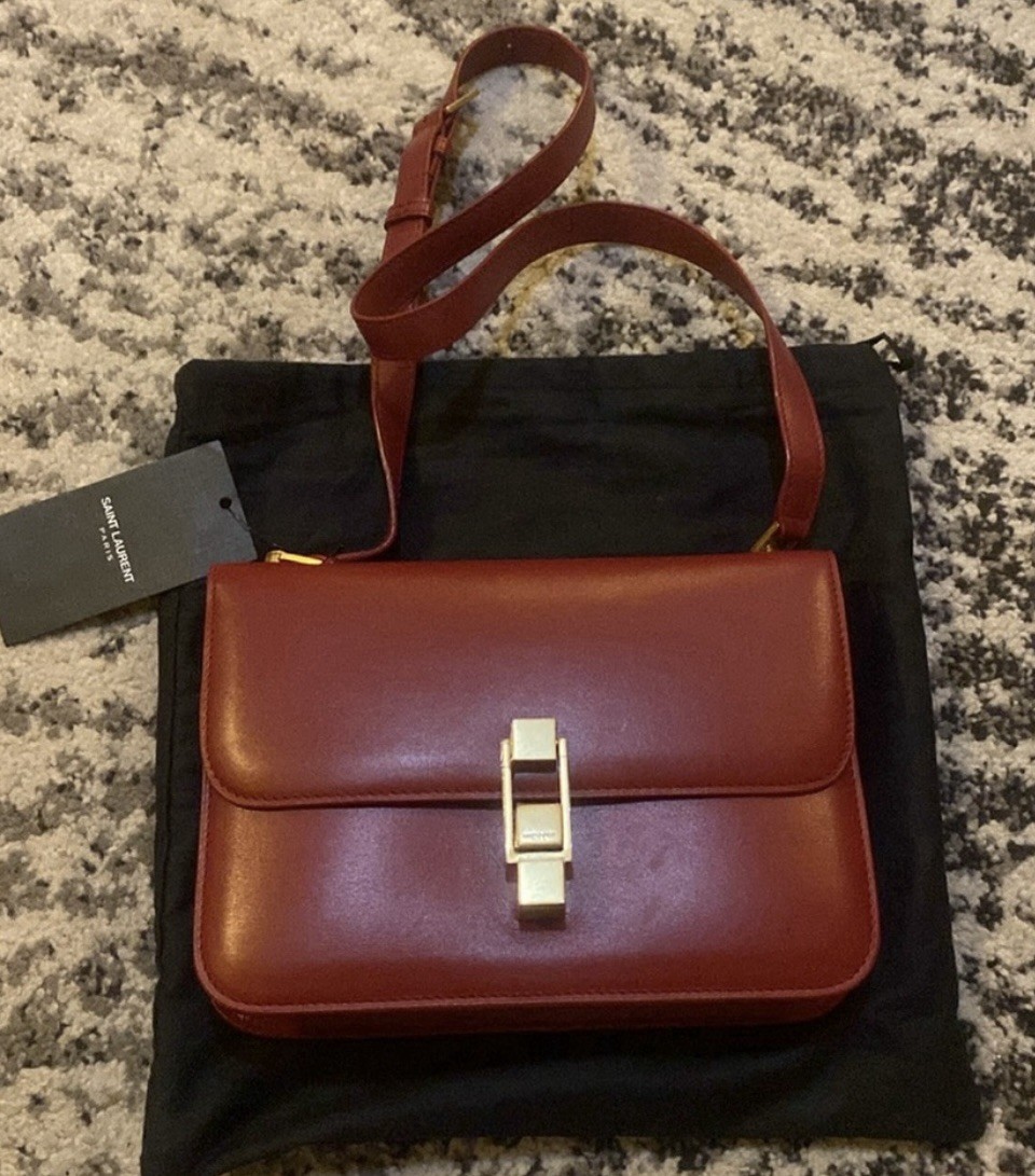 Borsa Saint Laurent Box Pelle di Vitello Le Carre Opyum Rossa