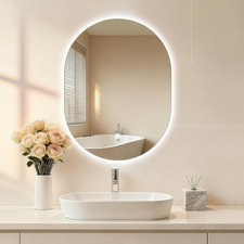Bathroom Mirror with LED Lights, 400×600mm Electric Vanity Mirror with Backlit L