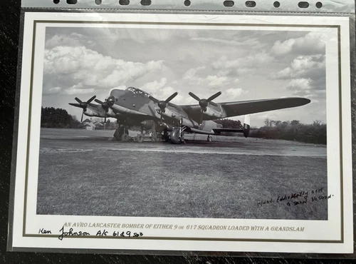 Photograph of 617 or 9 Sqdn Lancaster Bomber Signed by WW2 Veterans
