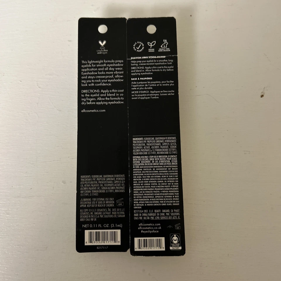 Imprimación de párpados elf Shadow Lock - Transparente - 0,11 oz. #21711 NUEVO Lote Precintado de 2 Foto 2 de 2