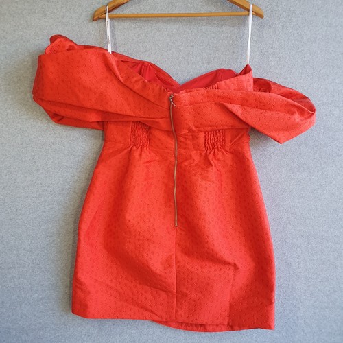 Azzurielle Dress Sz 14 Red Strapless Off Shoulder Mini Bodycon Party Formal - Picture 3 of 8