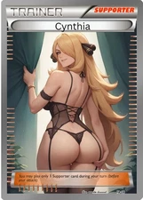 Cynthia  Pokemon Anime Waifu Sexy Goddess Lewd Hentai Fanart custom Card