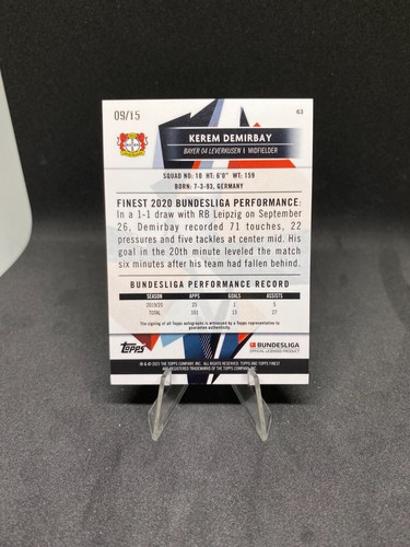 Topps Finest Bundesliga 2020/21 Kerem Demirbay Auto /15 Bayer 04 Leverkusen - Bild 2 von 2