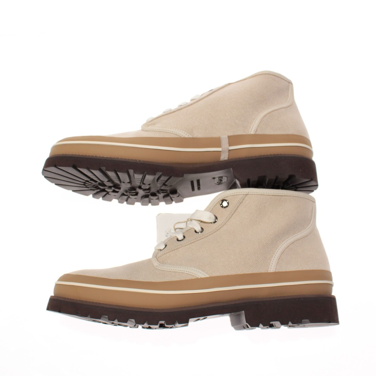 Brunello Cucinelli NWB Casual Canvas Ankle Boots Size 42 9 US in Cream Tan White BRUNELLO CUCINELLI Bead-Embellished Suede Slip-On Sneakers  main image 4