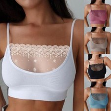 Backless Lace Floral Bralette Crop Top Padded Bra Bustier Cami Vest Tank Women