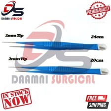 SET OF 2 PCS DEBAKEY TISSUE FORCEP 2MM TIP 8" 9" INSULATED