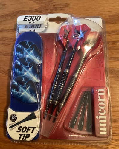 ๐ฅ๐ฅ๐ฅ Unicorn E300 Metal Dart DARTS Kit 18 Gram Soft Tip Grip Zones - New - Vtg - Picture 4 of 9
