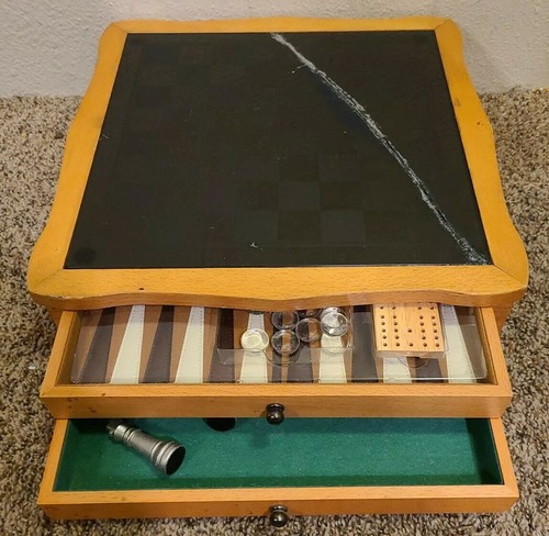 Glass/Wood Chess, Checkers, Backgammon, Dominos, Game/Board Set - Picture 5 of 11