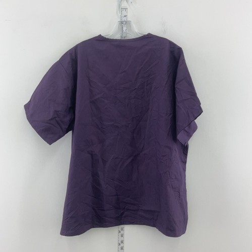 New Harriton Purple Scrubs Top Cotton Polyester Uniform Chest Pocket V Neck NWT - Picture 2 of 4