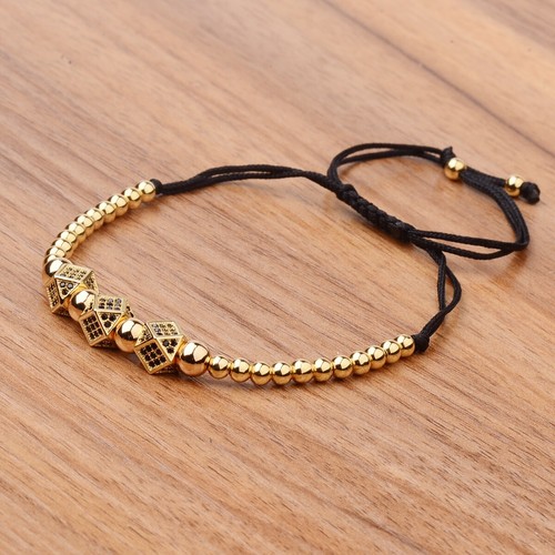 Luxury Men's Micro Pave CZ Ball Crown Braided Adjustable Bracelets Charm Jewelry - Picture 30 of 36