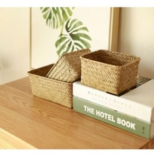 Storage Box Picnic Basket Woven Seagrass Straw Rattan Basket Storage Baskets