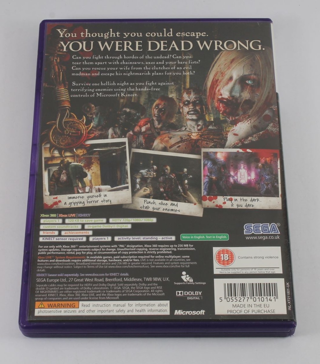 Jeu Xbox 360 - Rise Of Nightmare - Très Bon état - Boîte Et Instructions Incluses