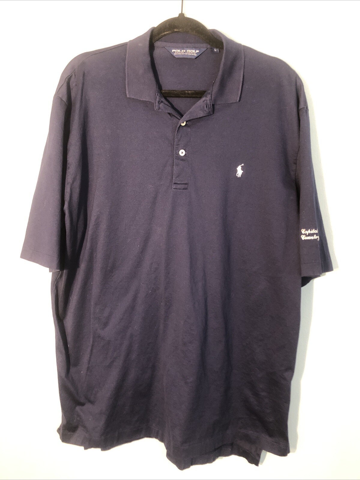 Polo Golf Ralph Lauren Camicia Uomo Grande Blu Manica Corta Polo Campo Logo Pony