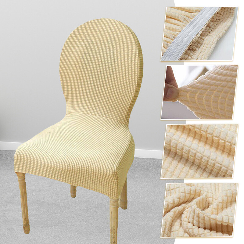 Elastic Oval Dining Table Chair Cover Backrest Round Back Chair