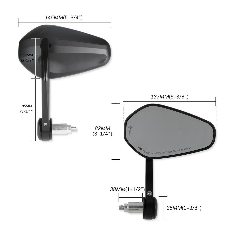 Espejos retrovisores de extremo de barra de motocicleta de 7/8" negros para Triumph Thruxton 1200R Street Triple Foto 3 de 4