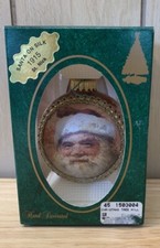Vintage Santa On Silk 1915/ 1996 St Nick By Krebs Red Glass Silk Wrapped