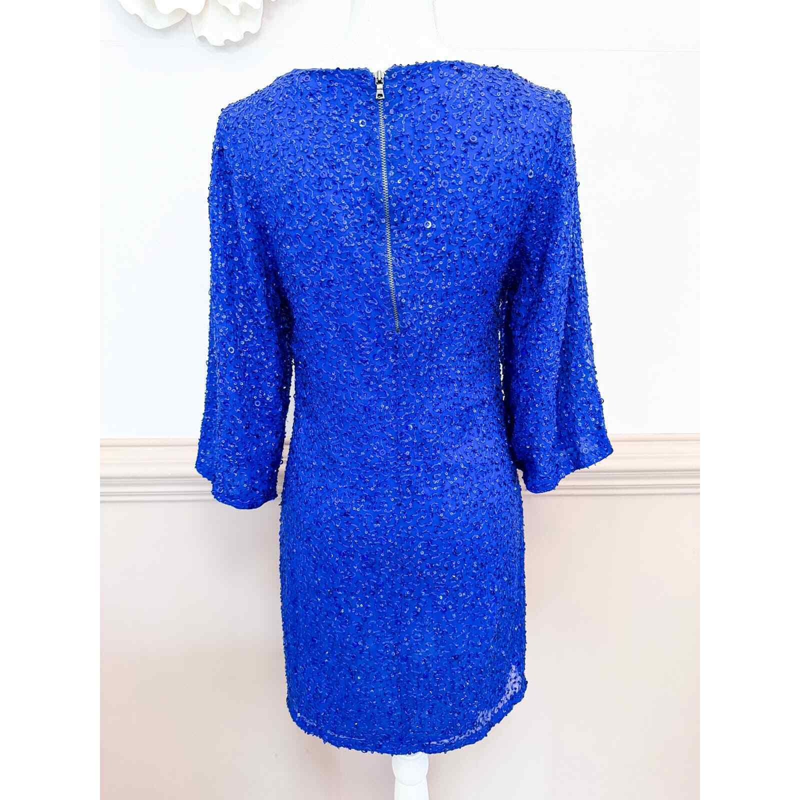 Alice + Olivia Blue Sequin Silk Mini Dress Size XS - image 6