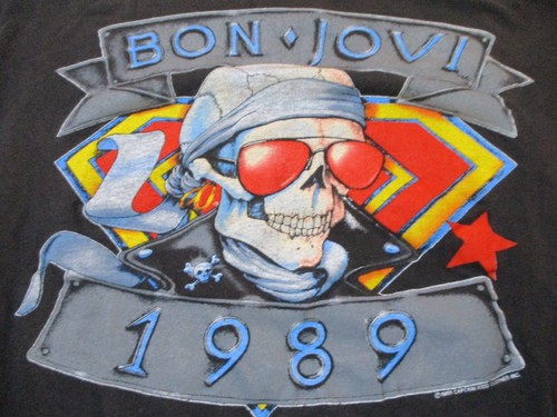 1989 Bon Jovi "We re Back Kicking Ass" XL tee-shirt w/ skull - Picture 4 of 6